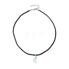 Glass Crescent Moon Pendant Necklaces NJEW-JN04579-03-4