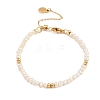 Brass & Natural Pearl Round Beaded Bracelets for Women BJEW-D366-02G-4
