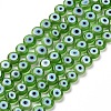 Handmade Evil Eye Lampwork Flat Round Bead Strands LAMP-L058-6mm-19-1