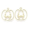Alloy Kitten Open Back Bezel Pendants PALLOY-WH0080-02KCG-RS-1