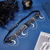 1Pc Iron Moon Tassel Black Imitation Leather Waistbands AJEW-UN0002-95-4