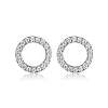 Anti-Tarnish Ring Rhodium Plated 925 Sterling Silver Stud Earrings PB1316-6-1