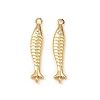 Brass Pave Cubic Zirconia Fish Connector Charms KK-L255-11G-1