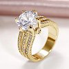 Brass Micro Pave Cubic Zirconia Finger Rings for Women FS-WGB56BB-15-1