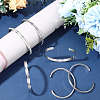6Pcs C-Shaped 201 Stainless Steel Grooved Cuff Bangles STAS-BBC0008-40-4