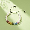 Natural Magnesite & Mixed Stone Round Braided Bead Bracelet for Women BJEW-JB08384-01-2