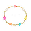 Ethnic style Brass & Imitation Pearl & Colorful Rondelle Handmade Polymer Clay Beaded Stretch Bracelets QB6755-1