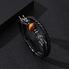 Black PU Leather Cord Braided Bracelets PW-WG503E5-03-3