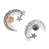 4Pcs 4 Styles Heated Natural Citrine & Apatite & Rainbow Moonstone & Dyed Green Jade Pendants PALLOY-TA00427-2