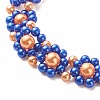 Acrylic Pearl Braided Flower Link Bracelet with Alloy Toggle Clasp for Women BJEW-JB08101-5