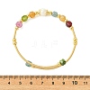 Natural Gemstone & Freshwater Pearl Beaded Copper French Wired Cuff Bangles for Women BJEW-JB13987-6
