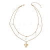 304 Stainless Steel Sea Turtle & Natural Freshwater Shell Star Pendant Double Layer Necklaces for Women NJEW-JN05400-4