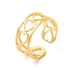 Ion Plating(IP) 304 Stainless Steel Hollow Out Heart Open Cuff Ring for Women RJEW-E063-19G-1
