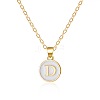 Alloy White Enamel Flat Round with Letter Pendant Necklaces FS-WG63565-04-1