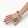 Natural Lava Rock Beads and Natural Howlite Beads Stretch Bracelets BJEW-JB03851-05-4