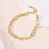 Ring & Paperclip Brass Micro Pave Cubic Zirconia Link Chain Bracelets for Women BJEW-D458-03G-02-1