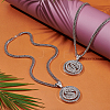 2Pcs Alloy Rotatable Dollar Sign Pendant Cuban Link Chain Necklaces NJEW-UN0001-77P-2
