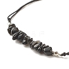 Natural Obsidian Chips Braided Bead Bracelet X-BJEW-JB08019-08-4