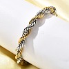 304 Stainless Steel Rope Chain Bracelets for Women BJEW-C091-03A-GP-3