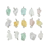 5Pcs 5 Styles Natural Fluorite & Rose Quartz & Quartz Crystal & Amethyst & Citrine Nuggets Connector Charms PALLOY-JF02761-S-1