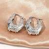 Brass Micro Pave Clear Cubic Zirconia Hoop Earrings LS-EJEW-C181-07P-1