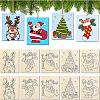 10Pcs Christmas Unfinished Blank Wood Pendants Set for Painting Arts WOOD-SP0001-79C-1