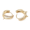 Brass Micro Pave Clear Cubic Zirconia Hoop Earring Findings ZIRC-YW0001-10G-2