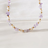 Natural Freshwater Pearl Nuggets and Amethyst Chip Beaded Necklaces for Women FS-WGFF989-01-2
