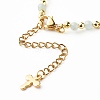 Cross Cubic Zirconia Beaded Bracelet for Girl Women BJEW-JB06848-04-6