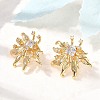 Flower Brass Micro Pave Cubic Zirconia Stud Earrings EJEW-B148-08B-G-2