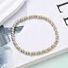 Brass Round Beaded Stretch Bracelets for Men Women BJEW-B148-05B-GP-1