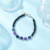 6Pcs 6 Colors Natural & Synthetic Gemstone & Glass Round Beaded Bracelets for Women BJEW-JB12210-3