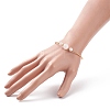 Natural Rose Quartz & Pearl Round Beaded Bangle X-BJEW-JB08464-02-3