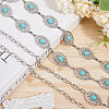 Synthetic Turquoise Oval Link Chain Waist Chains AJEW-WH0518-52P-4