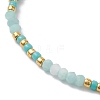 Bohemian Style Natural Amazonite & Glass Braided Bead Bracelet BJEW-JB10136-02-3