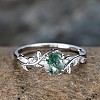 Oval & Leaf 925 Sterling Silver with Moss Agate Finger Rings FS-WGF1EFD-01-2
