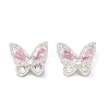 Brass Pave Cubic Zirconia Butterfly Beads KK-C168-07S-1