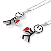 Valentine's Day 2Pcs Alloy Enamel Magnetic Heart Pendant Necklaces NJEW-P305-01P-1