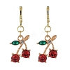 Cherry Alloy Rhinestone Dangle Hoop Earrings EJEW-JE06359-2