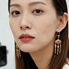 Ethnic Style Brass Micro Pave Cubic Zirconia Tassel Chandelier Earrings for Women DU1542-4