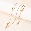Religion 304 Stainless Steel Heart Cross Link Chain Necklaces NJEW-H093-03G-3