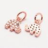 Brass Micro Pave Grade AAA Cubic Zirconia Charms ZIRC-G090-12-NR-2