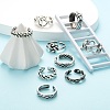 9Pcs 9 Style Alloy Cuff Finger Rings RJEW-LS0001-28AS-5