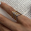 Multi Layer 304 Stainless Steel Micro Pave Cubic Zirconia Cuff Open Rings for Women CU-CBAD24F-03GP-1