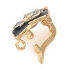 Brass with Black Enamel Fold Over Clasps KK-G505-21G-2