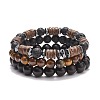 3Pcs 3 Style Natural & Synthetic Mixed Stone Stretch Bracelets Set with Wood Beaded for Women BJEW-JB08358-1