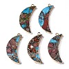 Assembled Natural Bronzite & Synthetic Turquoise & Imperial Jasper Pendants G-N330-035B-1