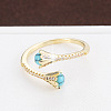 Brass Micro Pave Cubic Zirconia Cuff Open Rings WG05E03-01-2