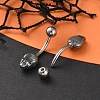 Snake Head 316 Surgical Stainless Steel Cubic Zirconia Belly Button Rings/Earrings EJEW-G416-16AS-03-2