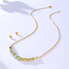 Natural Flower Amazonite Chips Pendant Necklace & Round Ball Stud Earrings RE2952-1-3